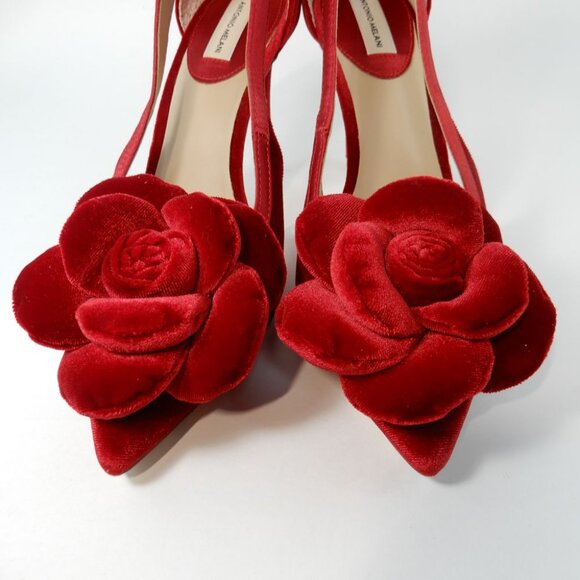 ANTONIO MELANI Ester Velvet Red Flower Heel Pumps Size 6.5 Pointed Toe NEW - Picture 16 of 16